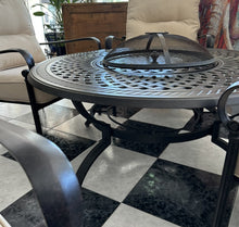 Cargar imagen en el visor de la galería, 1008 - BBQ lounge set! (Four armchairs + cushions + table with BBQ in the middle!) (Table is 124cm across) RESERVED!