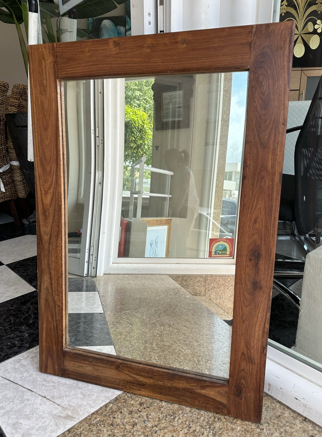 1046 - Rustic wooden mirror (70cm x 100cm)
