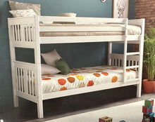 Load image into Gallery viewer, MW &quot;Wooden bunk bed&quot; - (without mattresses) 375€. 90cm x 190cm. Available in white or pine. Assembly and delivery free!
