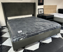 Cargar imagen en el visor de la galería, 1023 - Very LARGE high quality bedframe (dark green, velvet) + **FACTORY NEW** quality double sided pocket spring mattress (180cm x 210cm, extra long!) = 965€.
