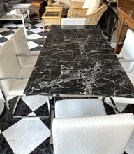 Load image into Gallery viewer, 1000 - Very high quality marble dining table (180cm x 90cm) + 6 dIning chairs. This set is fantastic, but does not really do justice on the photos. A must see! In very good condition!

