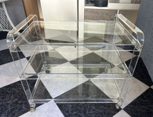Load image into Gallery viewer, 1091 - Plexiglass unit/trolley with glass shelves on wheels (71cm x 47cm, 64cm high)

