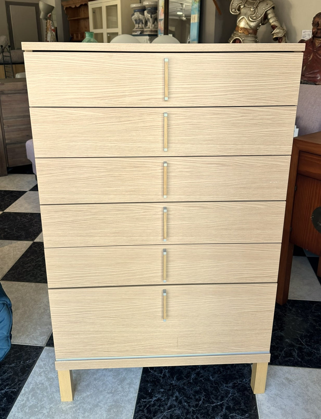 1112 -  Tall chest of drawers (73cm x 41cm, 118cm high) (Matching mirror Ref#1113)