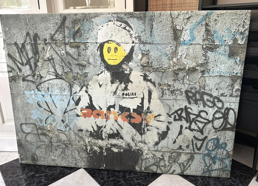 1083 - Banksy canvas picture (142cm x 100cm)