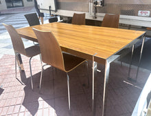 Cargar imagen en el visor de la galería, 1047 - Wooden dining table (100cm x 180cm) with chrome legs and 4 chairs.
