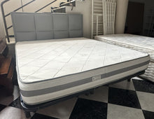 Load image into Gallery viewer, 1112 - Superking bed (180cm x 200cm)! Mattress (nice and clean!) + bases + fabric headboard = 450€. (Just headboard = 165€, just bed = 325€)
