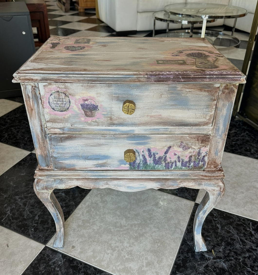 1065 - Hand painted bed side table / side table (51cm x 36cm, 62cm high)
