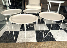 Cargar imagen en el visor de la galería, 1111 - Beige metal side tables, 5€ each. (47cm across, 52cm high)

