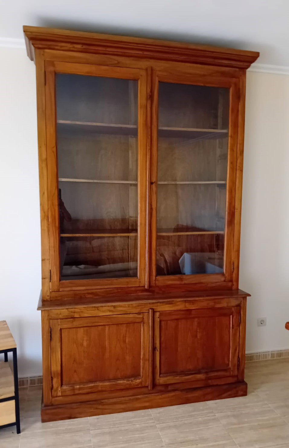 1000 - Large rustic cabinet with glass doors (second photo is from the shop, not assembled yet, photos will be updated) (145cm x 53cm, and 242cm high)