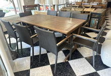 Cargar imagen en el visor de la galería, 1001 - Large teak table (Extendible!!) + 8 chairs! In good condition!! (180cm x 100cm, extended: 240cm x 100cm)

