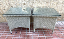 Load image into Gallery viewer, 1102 - Two rattan side tables (50cm x 50cm, 40cm high) 75€ for both

