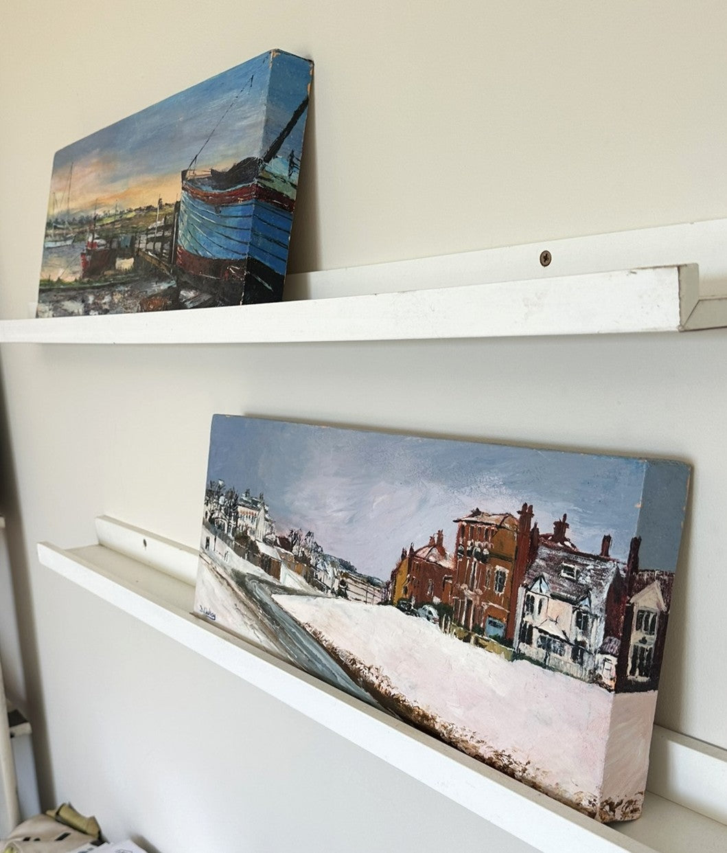 1204 - Two small canvas paintings. (each: 50cm x 21cm) 50€ for both