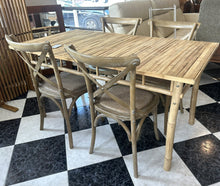 Load image into Gallery viewer, 1021 - Bamboo table (150cm x 80cm)  + 4 chairs (not very good photos, looks a lot nicer in the shop!)
