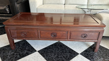 Load image into Gallery viewer, 1101 - Chinese solid rosewood three-drawer coffee table (122cm x 51cm, 41cm high)
