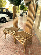 Load image into Gallery viewer, 1036 - Set of 6 wooden chairs. (a little lower than the normal dining chair, more of a lounge chair).
