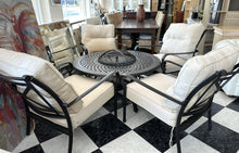 Cargar imagen en el visor de la galería, 1008 - BBQ lounge set! (Four armchairs + cushions + table with BBQ in the middle!) (Table is 124cm across)  RESERVED!
