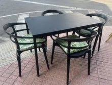 Load image into Gallery viewer, 1021 - Small dining table (110cm x 67cm) + 4 chairs + cushions. 125€ for the set.
