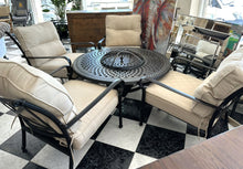 Cargar imagen en el visor de la galería, 1008 - BBQ lounge set! (Four armchairs + cushions + table with BBQ in the middle!) (Table is 124cm across)  RESERVED!
