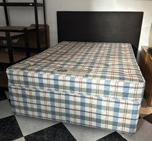 Load image into Gallery viewer, 1081 - Faux leather headboard + English divan bed (135cm x 190cm)
