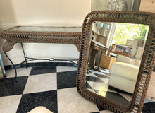 Load image into Gallery viewer, 1076 - Rattan console table 75€ (113cm x 44cm, 71cm high) + mirror 55€ (71cm x 98cm) or both 120€
