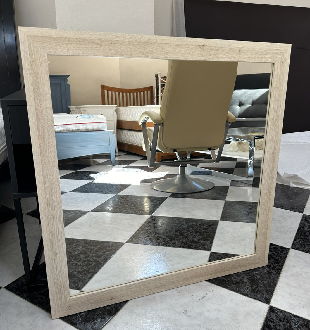 1110 - Wooden mirror (84cm x 84cm) (matches chest of drawers Ref#1111) WE HAVE THREE IN STOCK!