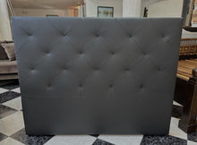 Load image into Gallery viewer, 1062 - Black (looks grey on the photo, but it is black) padded faux leather headboard. (Kingsize 150cm, 120cm high)

