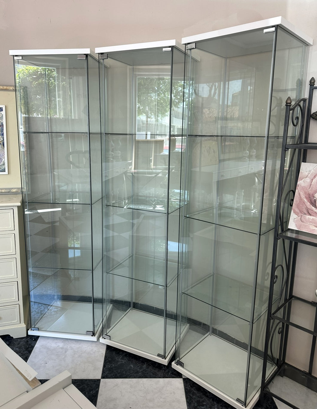 1085 - Three display cabinets (each 43cm x 37cm, 164cm high) 95€ each!  TWO SOLD!! ONE REMAINING!!