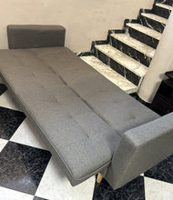 Load image into Gallery viewer, 1034 - Click clack bed sofa! (The armrests are easy to remove) (Sofa: 210cm, Bed: 105cm x 182cm)
