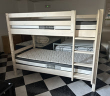 Load image into Gallery viewer, 1111 - Wooden bunk bed with mattresses (very good condition! 90cm x 200cm) The bunkbed frame is 100cm x 200cm.
