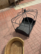 Load image into Gallery viewer, 1204 - Left: Pet bed, 25€ (57cm wide)  Right: Wrought iron canopy dog bed 85€ (50cm x 64cm, 75cm high).

