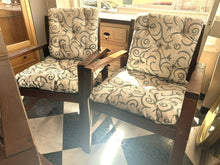 Load image into Gallery viewer, 1028 - Teak drop leaf table (145cm x 77cm. EXTENDED: 265cm x 77cm) + bench + two armchairs.

