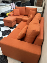 Load image into Gallery viewer, 1005 - Two seater sofas with pouffe in very good condition!  (Both sofas are the same size, 177cm) 575€for the set!
