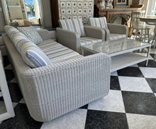 Load image into Gallery viewer, 1004 - High quality rattan suite (sofa 193cm + 2 armchairs + coffee table).
