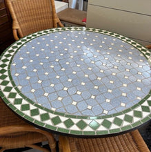 Load image into Gallery viewer, 1001 - Moroccan tiled round table (100m across) + 4 armchairs in very good condition!
