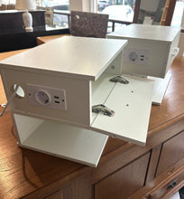 Cargar imagen en el visor de la galería, 1157 - Two NEW bedside tables (Suspended, "floating" needs to be mounted), never used but got a small dent on the back of the top, not very visible)  55€ for bot.
