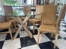 Load image into Gallery viewer, 1003 - Round glass table (120cm) + 6 rattan chairs.

