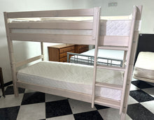 Load image into Gallery viewer, 1111 - Wooden bunk bed with mattresses (very good condition! 90cm x 200cm) The bunkbed frame is 100cm x 200cm.
