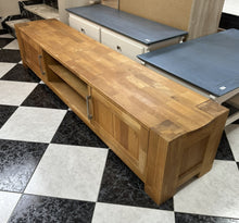 Cargar imagen en el visor de la galería, 1037 - Large solid oak TV-table (222cm x 45cm x 46cm high)  RESERVED
