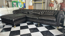 Load image into Gallery viewer, 1000 - LARGE high quality Chesterfield chaise lounge sofa in perfect condition! As new!  (It is 330cm wide and the side of the chaise is190cm)
