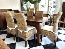 Cargar imagen en el visor de la galería, 1004 - Fantastic rustic solid dining table (180cm x 90cm) with two drawers + 6 chairs with cushions. All in very good condition!
