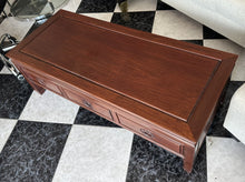 Load image into Gallery viewer, 1101 - Chinese solid rosewood three-drawer coffee table (122cm x 51cm, 41cm high)
