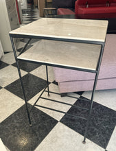 Cargar imagen en el visor de la galería, 1112 - Heavy marble and iron side table (47cm x 41cm, 79cm high)
