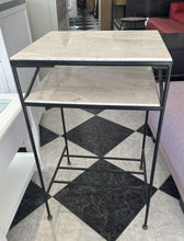 Cargar imagen en el visor de la galería, 1112 - Heavy marble and iron side table (47cm x 41cm, 79cm high)
