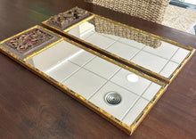 Load image into Gallery viewer, 1104 - Vintage Chinese mirrors with carved panel (23cm x 61cm). 65€ each.
