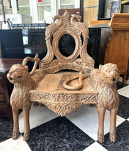 Cargar imagen en el visor de la galería, 1004 - Vintage Indian carved wood throne chair. (The one armrest is to be mounted, photo will be updated next week)
