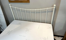 Cargar imagen en el visor de la galería, 1053 - White iron bed + mattress, good condition! (135cm x 190cm)
