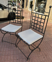 Cargar imagen en el visor de la galería, 1101 - Heavy wrought iron chairs with cushions. 120€ for both!
