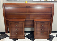Cargar imagen en el visor de la galería, 1106 - Solid wooden super king headboard (193cm wide, 131cm high) + 2 bedside tables (54cm x 37cm, 64cm high).
