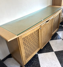 Load image into Gallery viewer, 1068 - Large good quality rattan sideboard  (glass to go on top, missing on first photo, see more when click) (203cm x 51cm, 87cm high)
