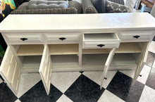 Load image into Gallery viewer, 1037 - Large white Castilian sideboard (200cm x 43cm, 80cm high)
